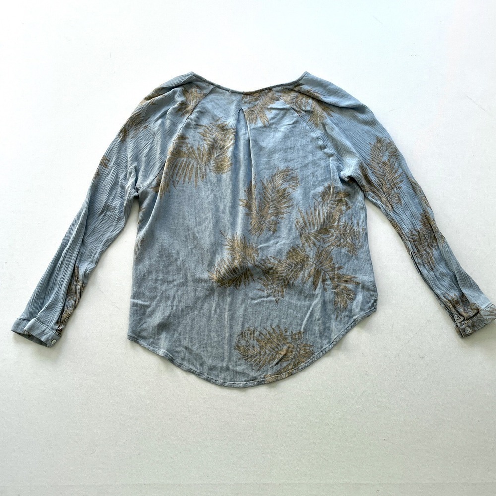 Illa Illa Womens M Blue Gold Twist Front High Low Long Sleeve Blouse Casual Wear